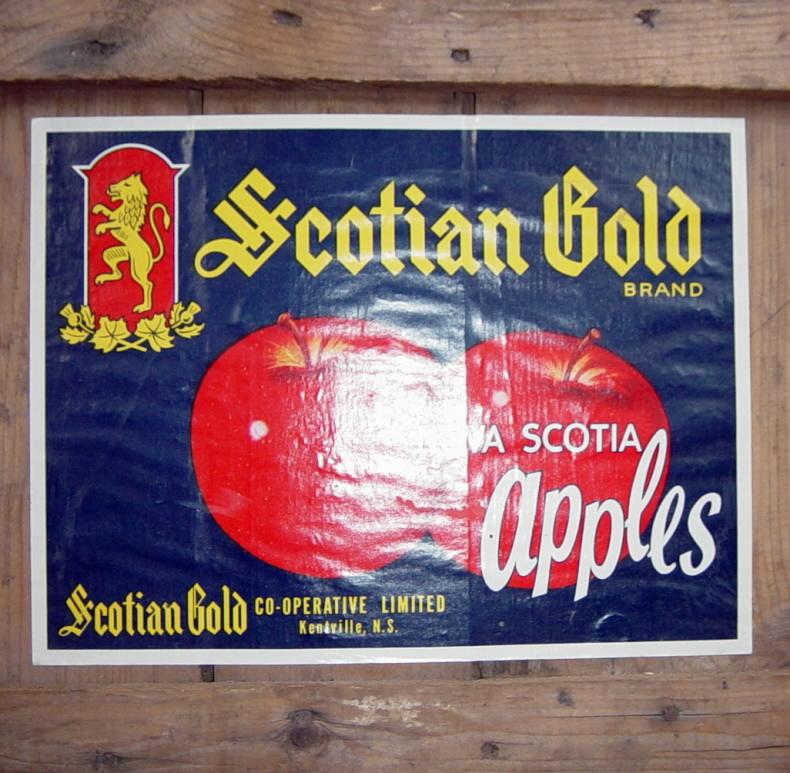 Old apple box label: Scotian Gold brand
