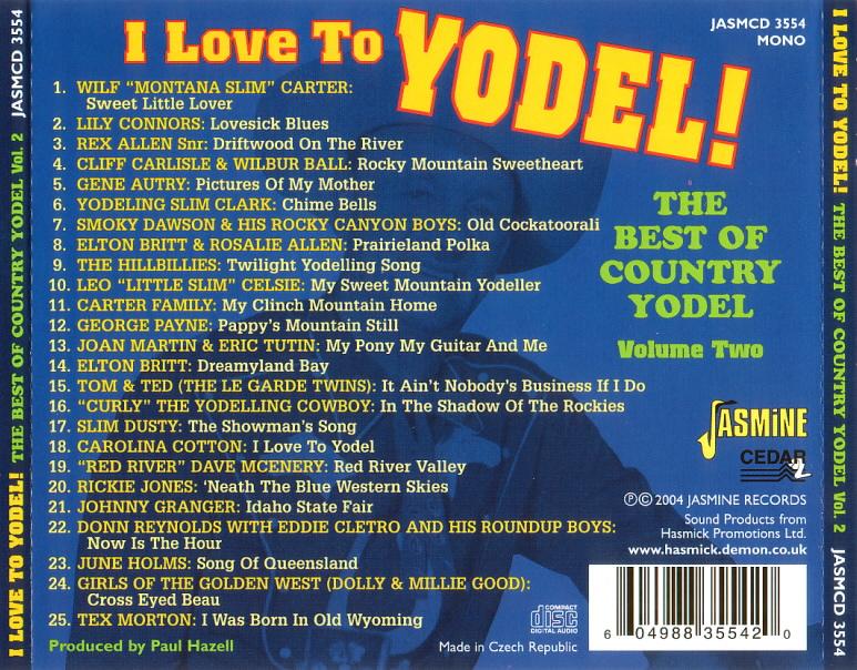CD I Love To Yodel, back of case