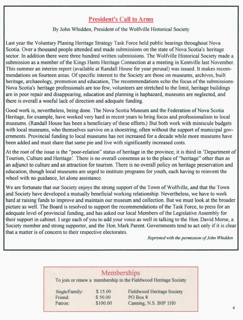 Canning's Fieldwood Heritage Society Newsletter November 2006, page 4