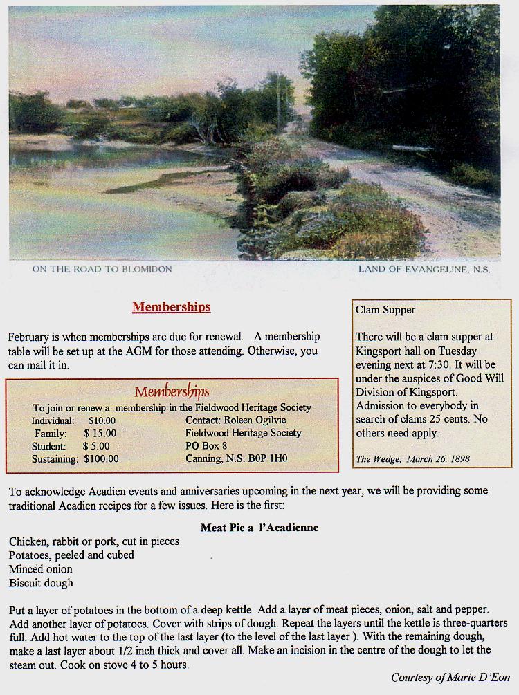Canning's Fieldwood Heritage Society Newsletter January 2004, page 2