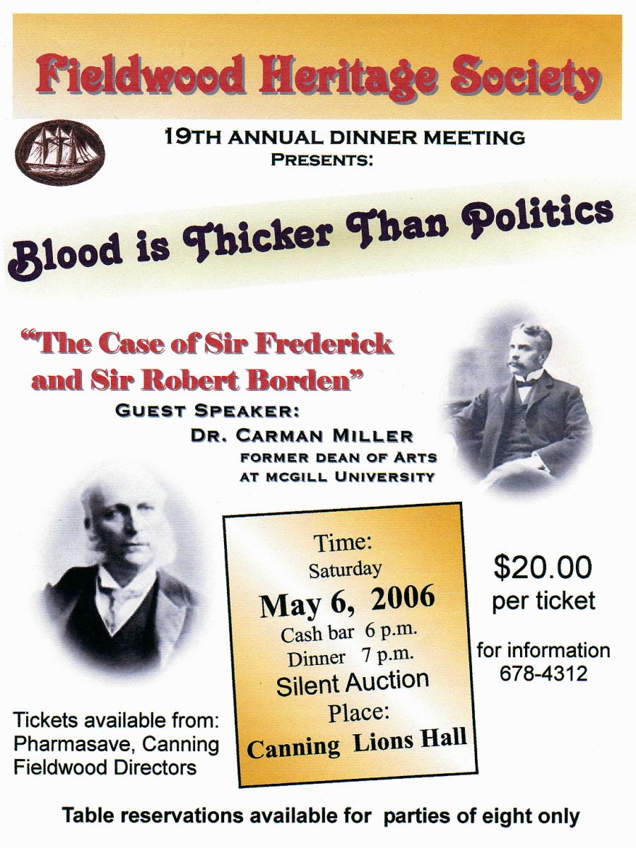 Poster: Fieldwood Heritage Society, 19th Annual Dinner Meeting, 6 May 2006