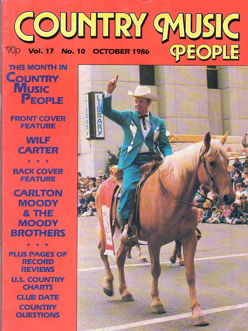 Front Cover Feature, Wilf Carter: Country Music People magazine, October 1986