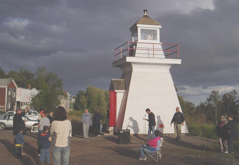 Celebration of the restoration of the Borden Wharf lighthouse, Canning, Nova Scotia