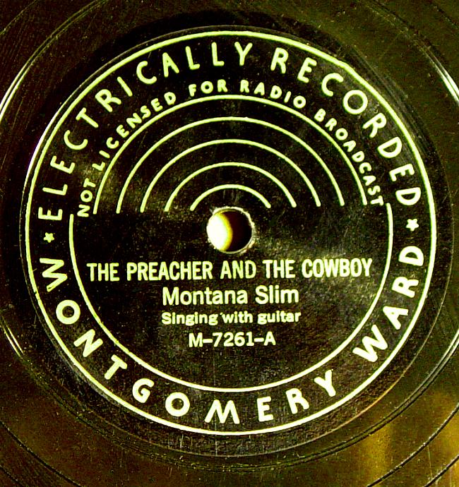 Montana Slim, Montgomery Ward M-7261 78rpm record, The Preacher and the Cowboy