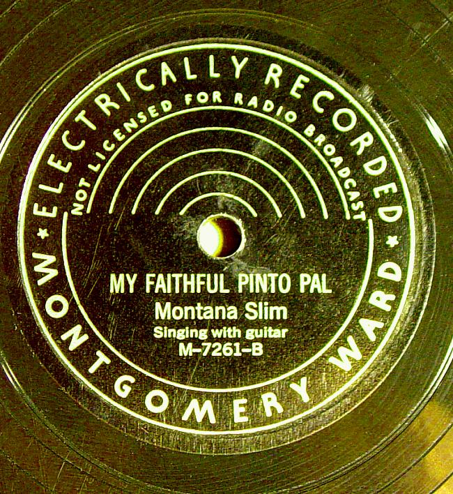 Montana Slim, Montgomery Ward M-7261 78rpm record, My Faithful Pinto Pal