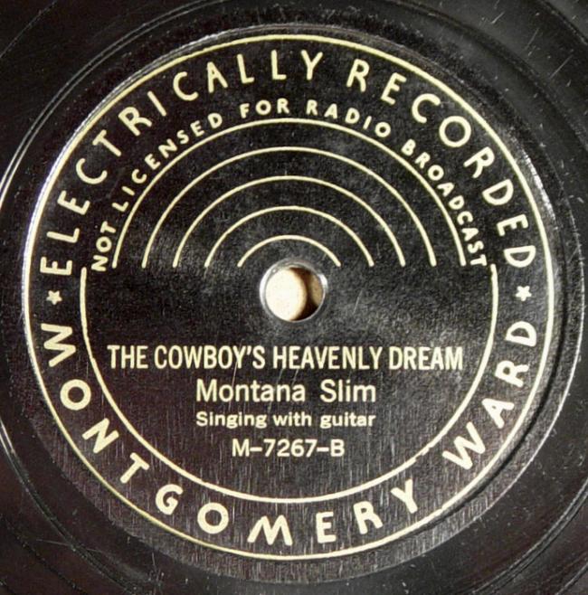Montana Slim, Montgomery Ward M-7267 78rpm record, The Cowboy's Heavenly Dream