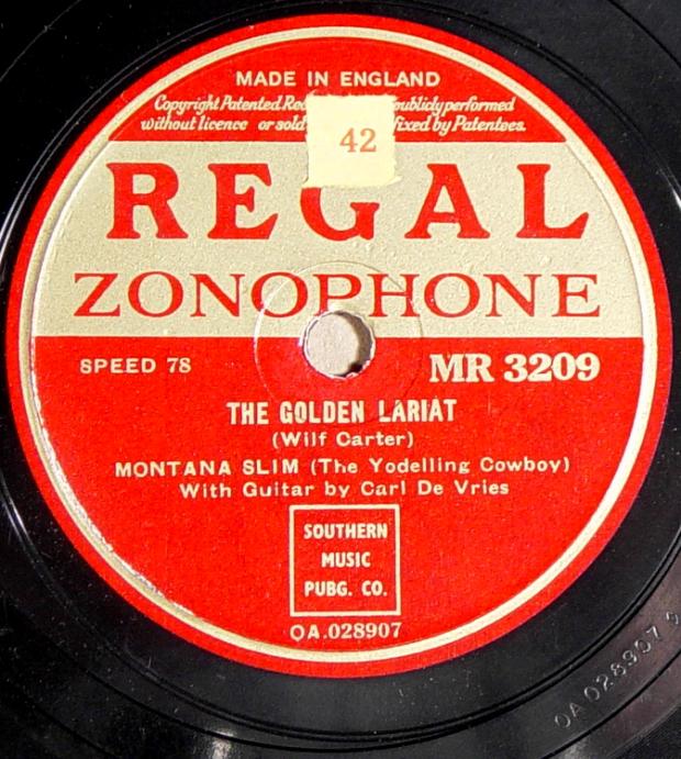 Regal Zonophone MR-3209 78rpm record, Montana Slim, The Golden Lariat