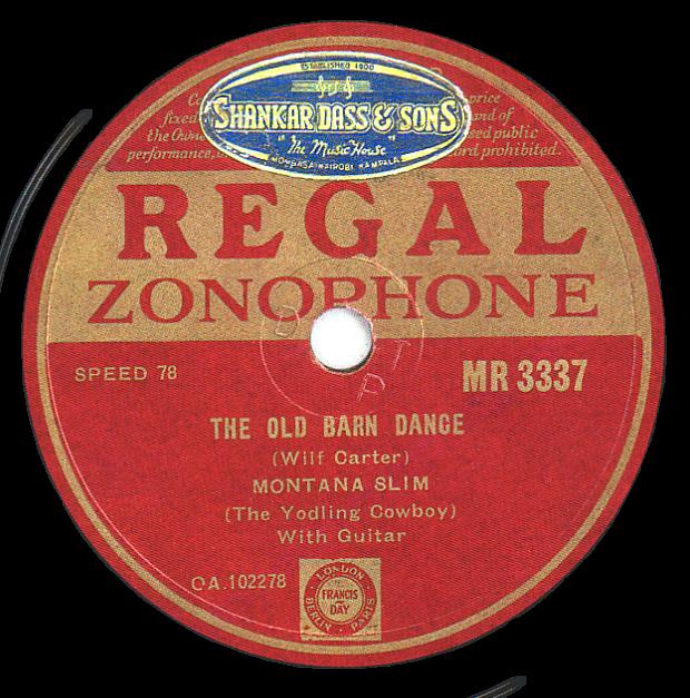 Regal Zonophone MR-3337 78rpm record, Montana Slim, The Old Barn Dance