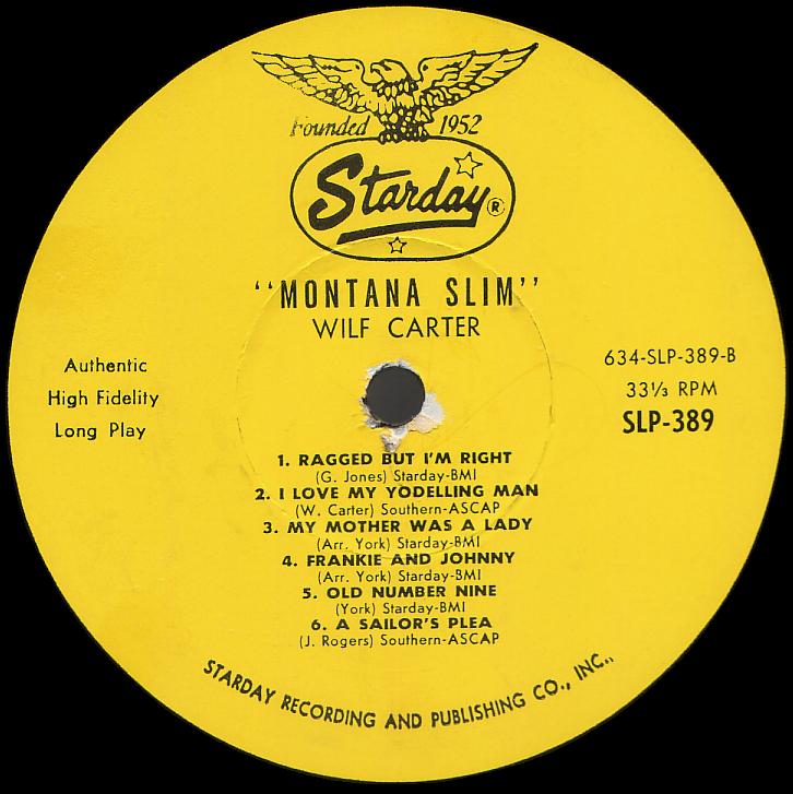 Montana Slim record 33rpm LP Starday SLP-389 side two