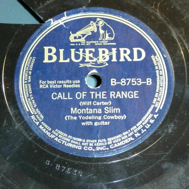 RCA Victor Bluebird B-8753 78rpm record, Montana Slim, Call Of The Range