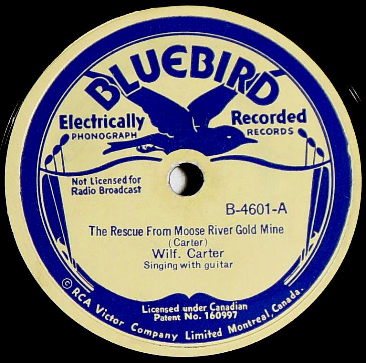 Wilf Carter RCA Victor Bluebird B-4601 78rpm record: side A label