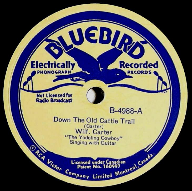 Wilf Carter RCA Bluebird B-4988 78rpm record: side A label