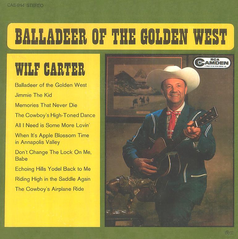 Jacket front: Wilf Carter record (Canada blue label) 33rpm LP RCA Camden CAS-944