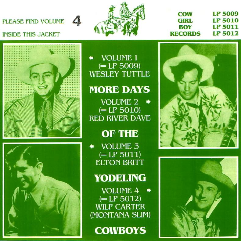 Jacket front: Wilf Carter record 33rpm LP Cowgirlboy 5012